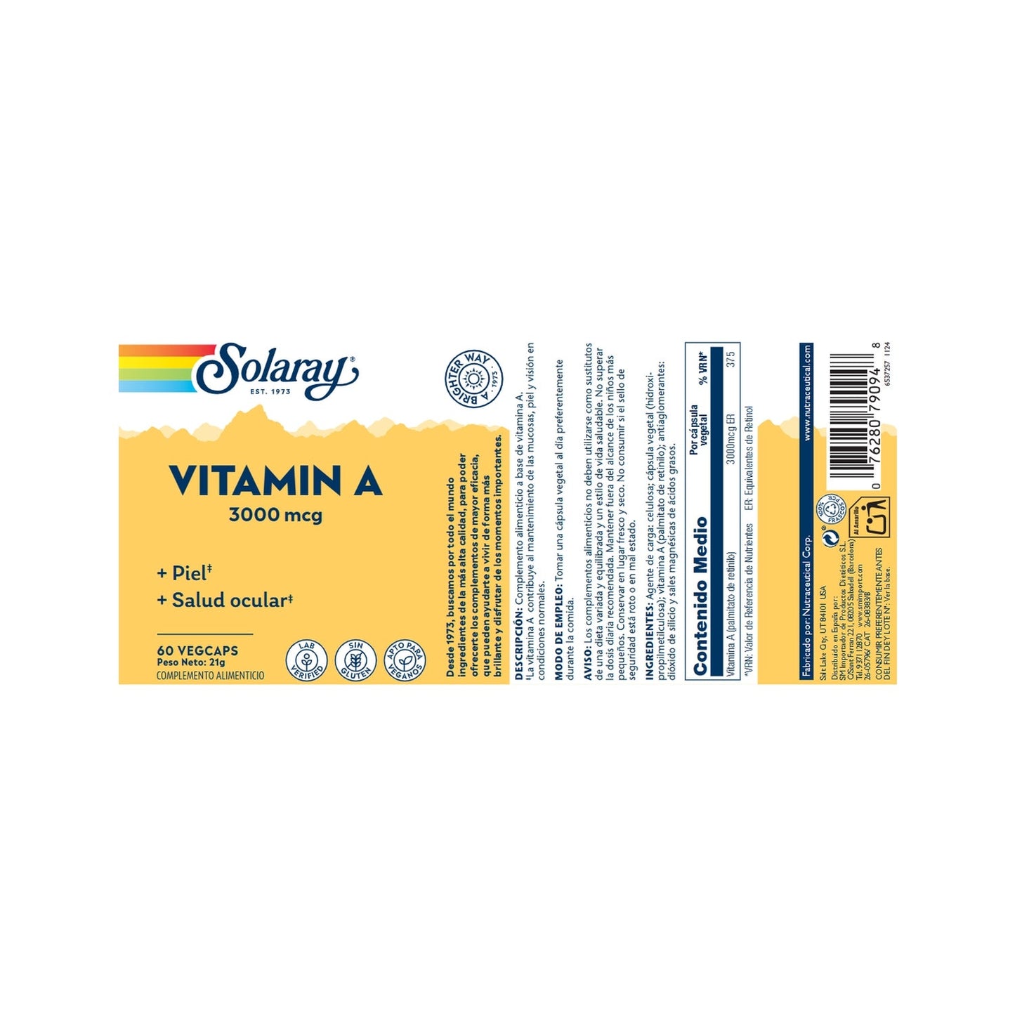 Solaray Vitamina A 3000mcg 60caps