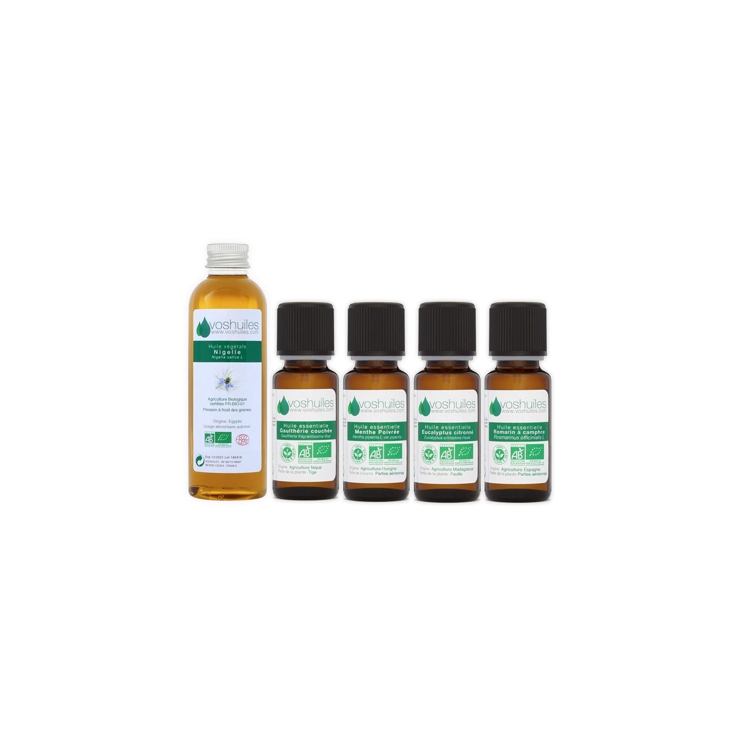 Voshuiles Kit Deporte Aceite Esencial BIO 4x10 ml + Vegetal BIO 50 ml