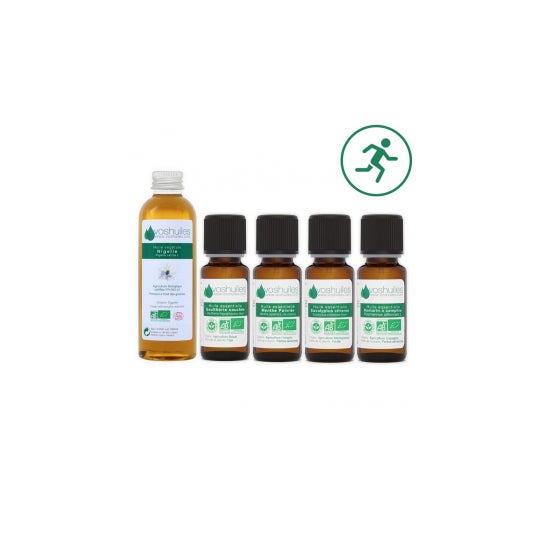 Voshuiles Kit Deporte Aceite Esencial BIO 4x10 ml + Vegetal BIO 50 ml