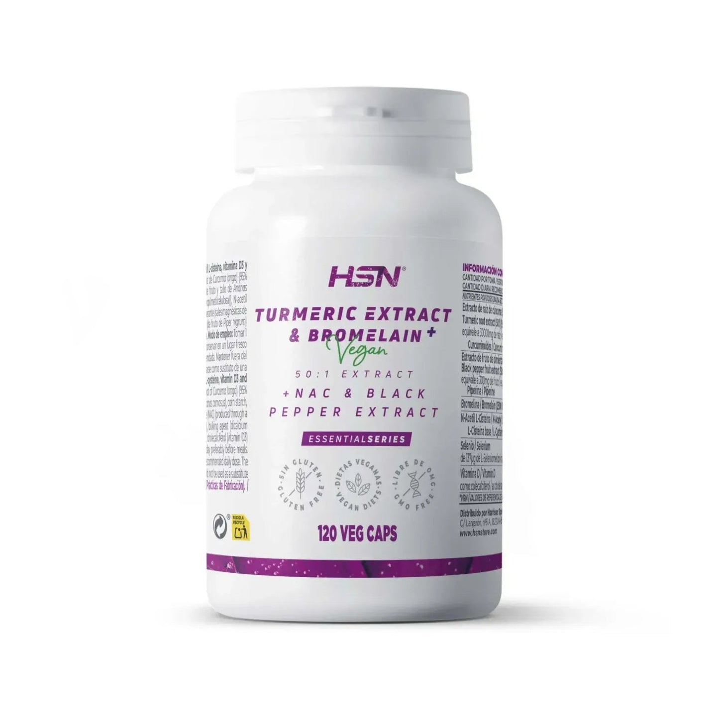 HSN Extracto de Cúrcuma 50:1 y Bromelina Plus 120vcaps