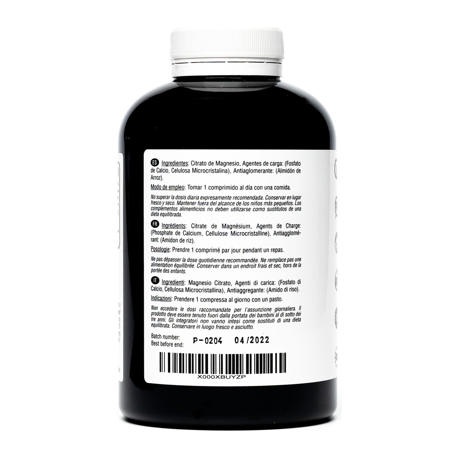 Hivital Foods Magnesio puro 200 mg procedente de Citrato de Magnesio 240 comp (8 meses)