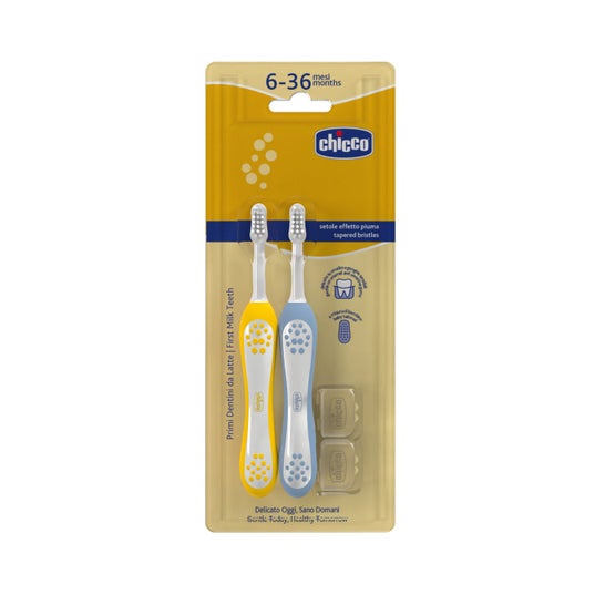 Chicco Dental Azul + Mostaza 6-36 M 2 uds