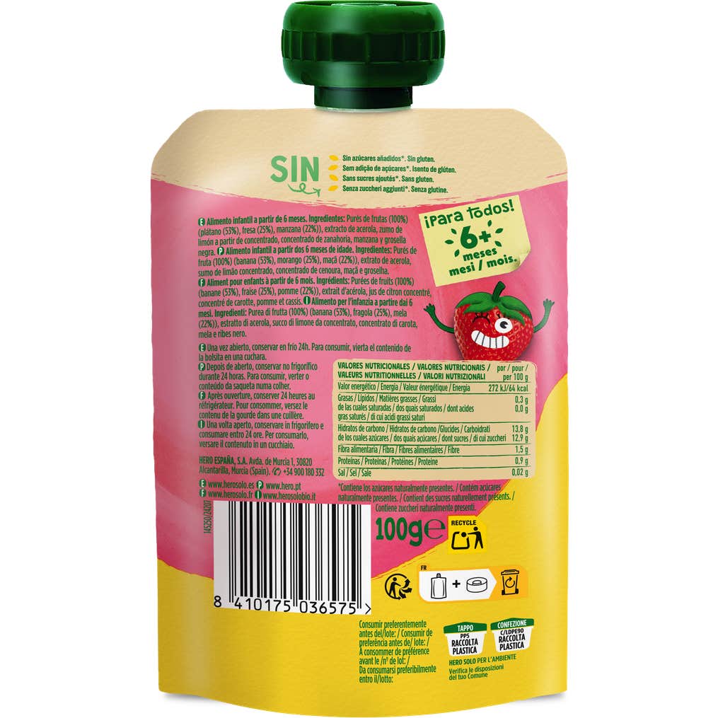 Hero Solo Platano Fresa y Manzana 100 g
