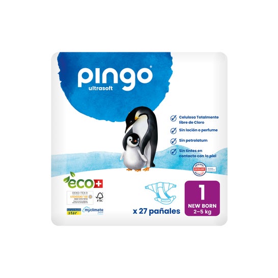 Pingo Pañales Ecológicos T1 Recién Nacido 27uds