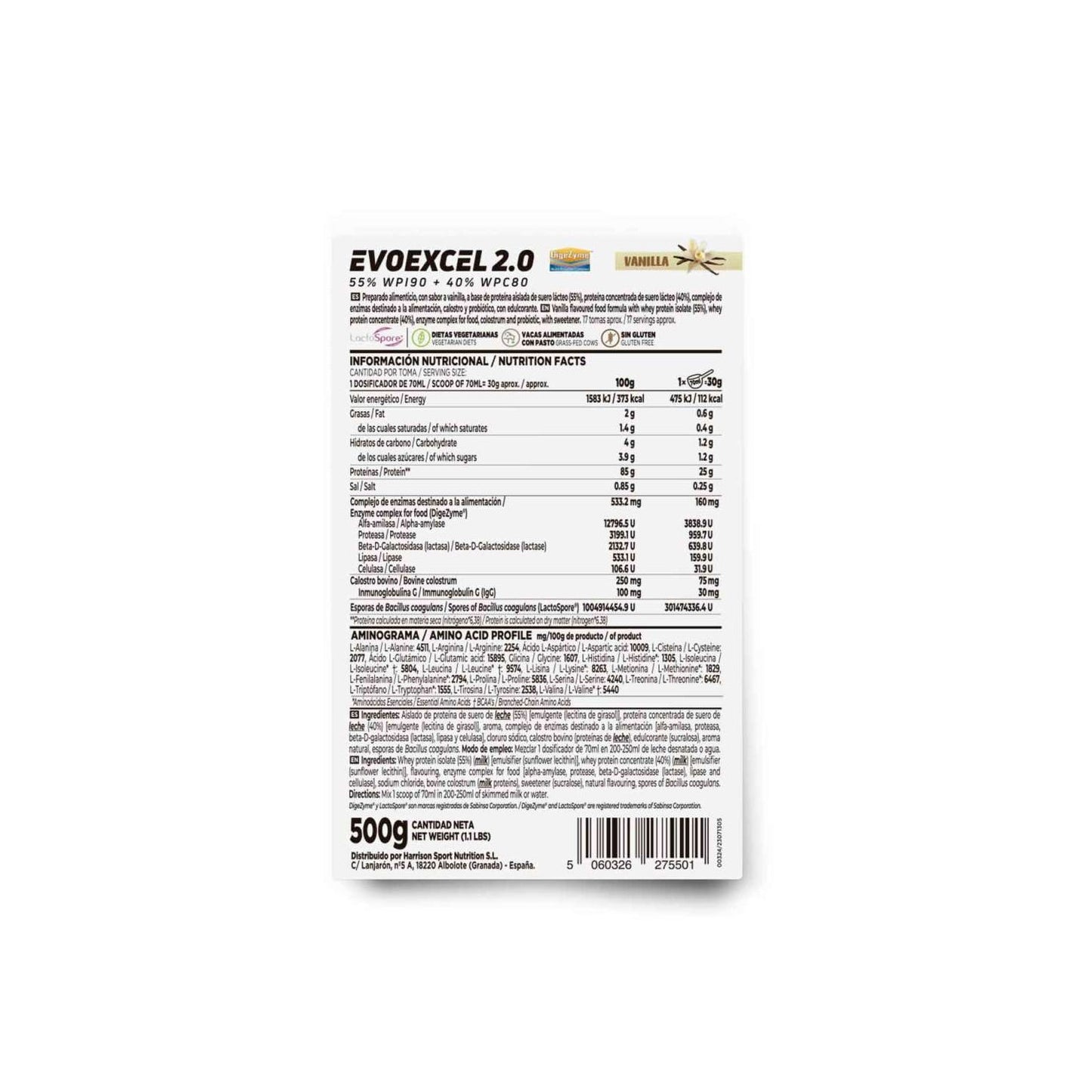 HSN Evoexcel 2.0 Whey Protein Isolate + Concentrate Vainilla 500g