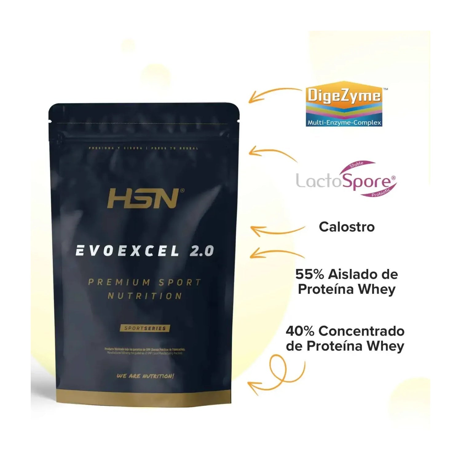 HSN Evoexcel 2.0 Whey Protein Isolate + Concentrate Vainilla 500g