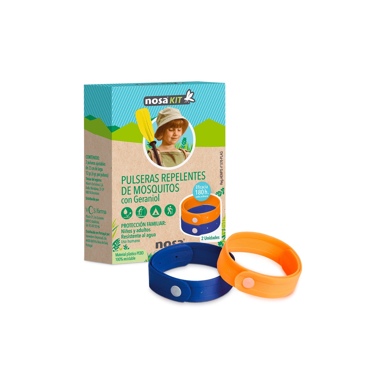 Nosa Pulseras repelentes de mosquitos Azul y Naranja
