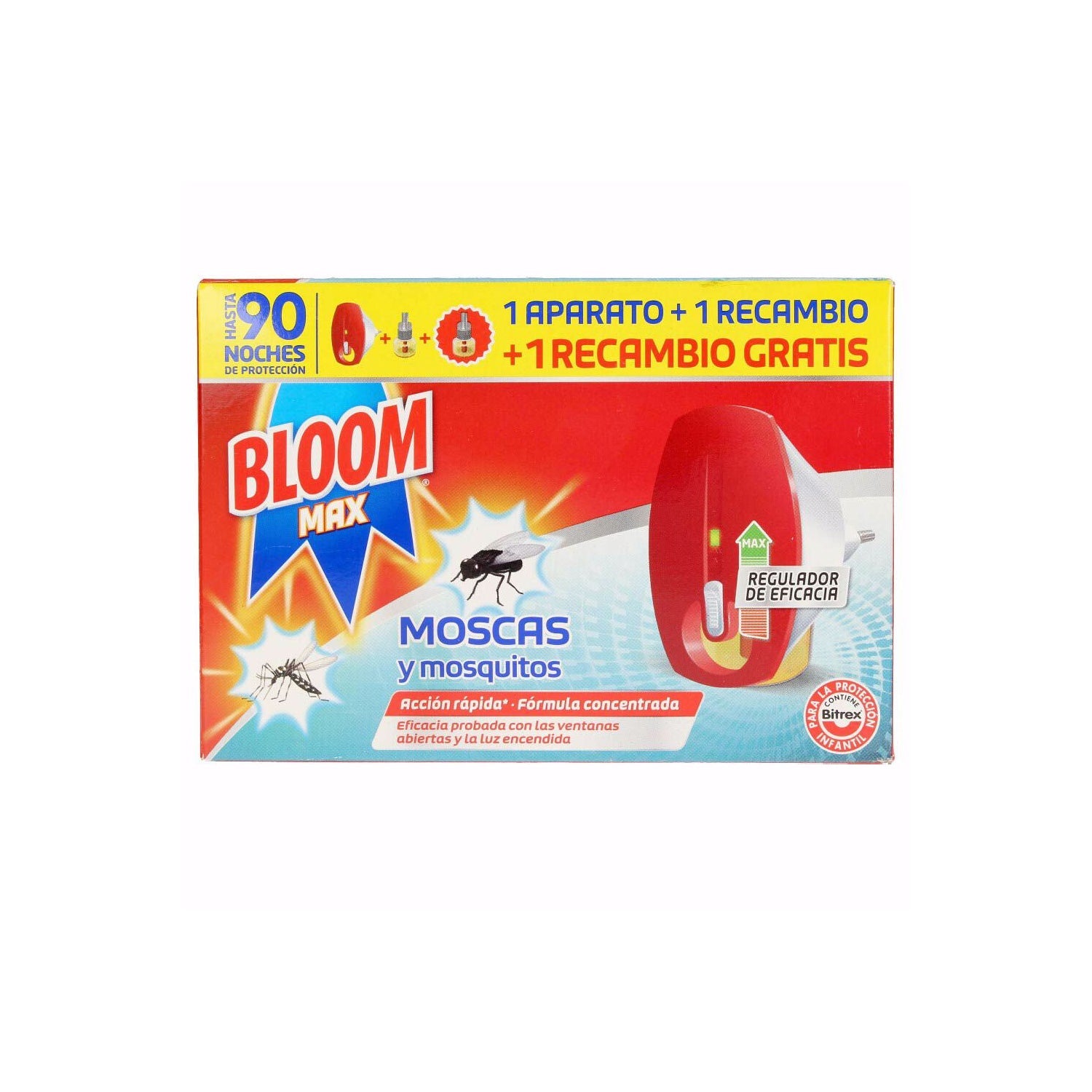 Bloom Pack Max Moscas & Mosquitos Aparato + 2 Recambios