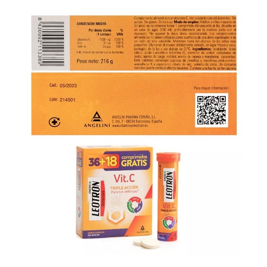 Leotron Vitamina C Naranja 36comp + 18comp