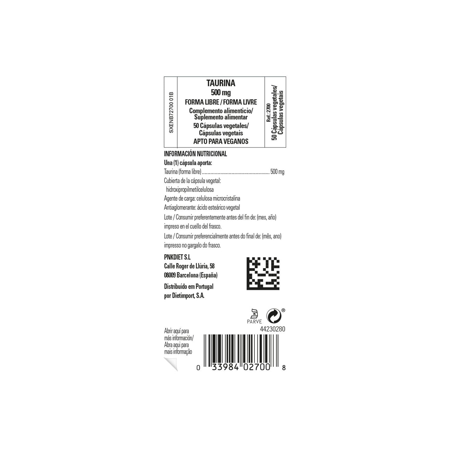 Solgar Taurina 500mg 50vcaps