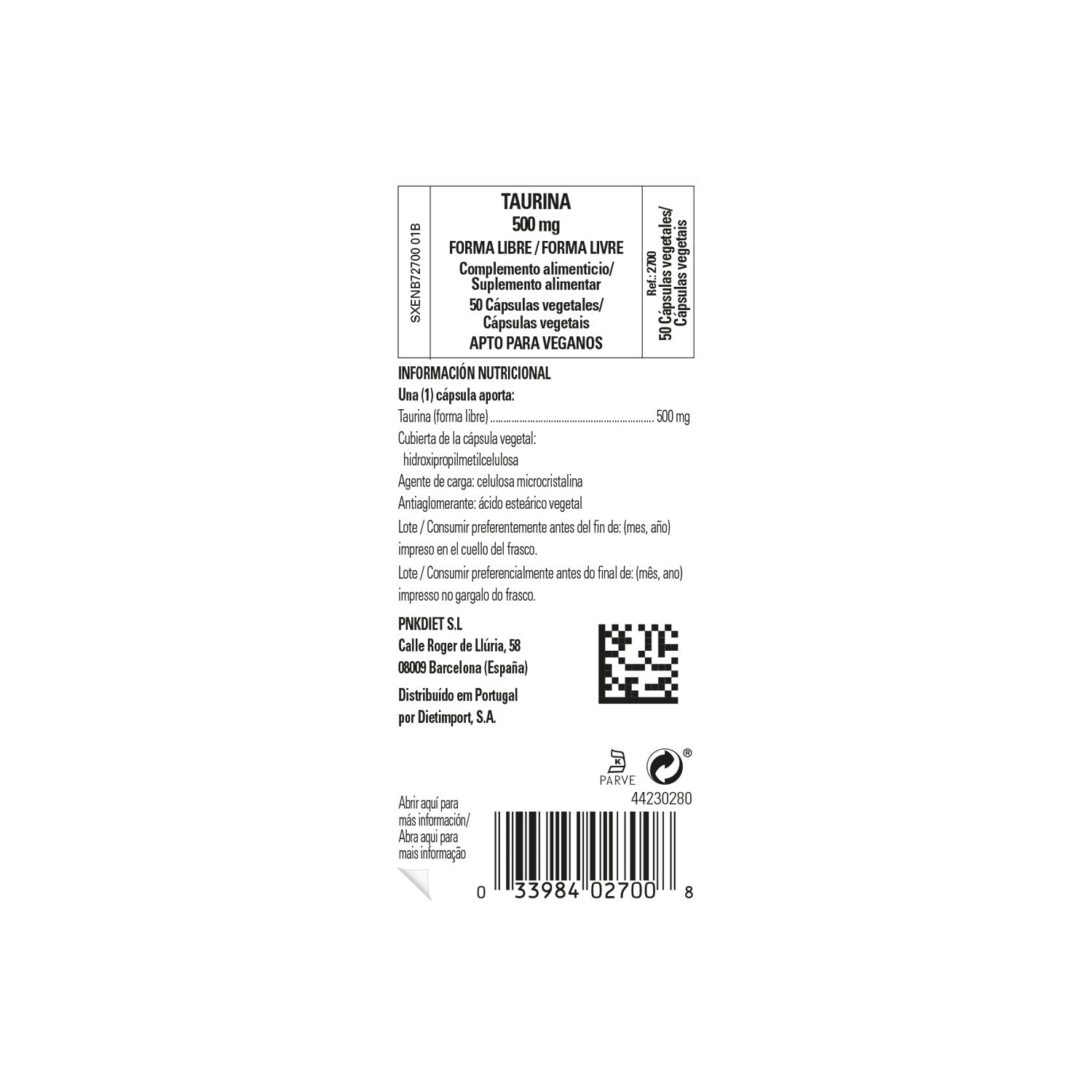 Solgar Taurina 500mg 50vcaps