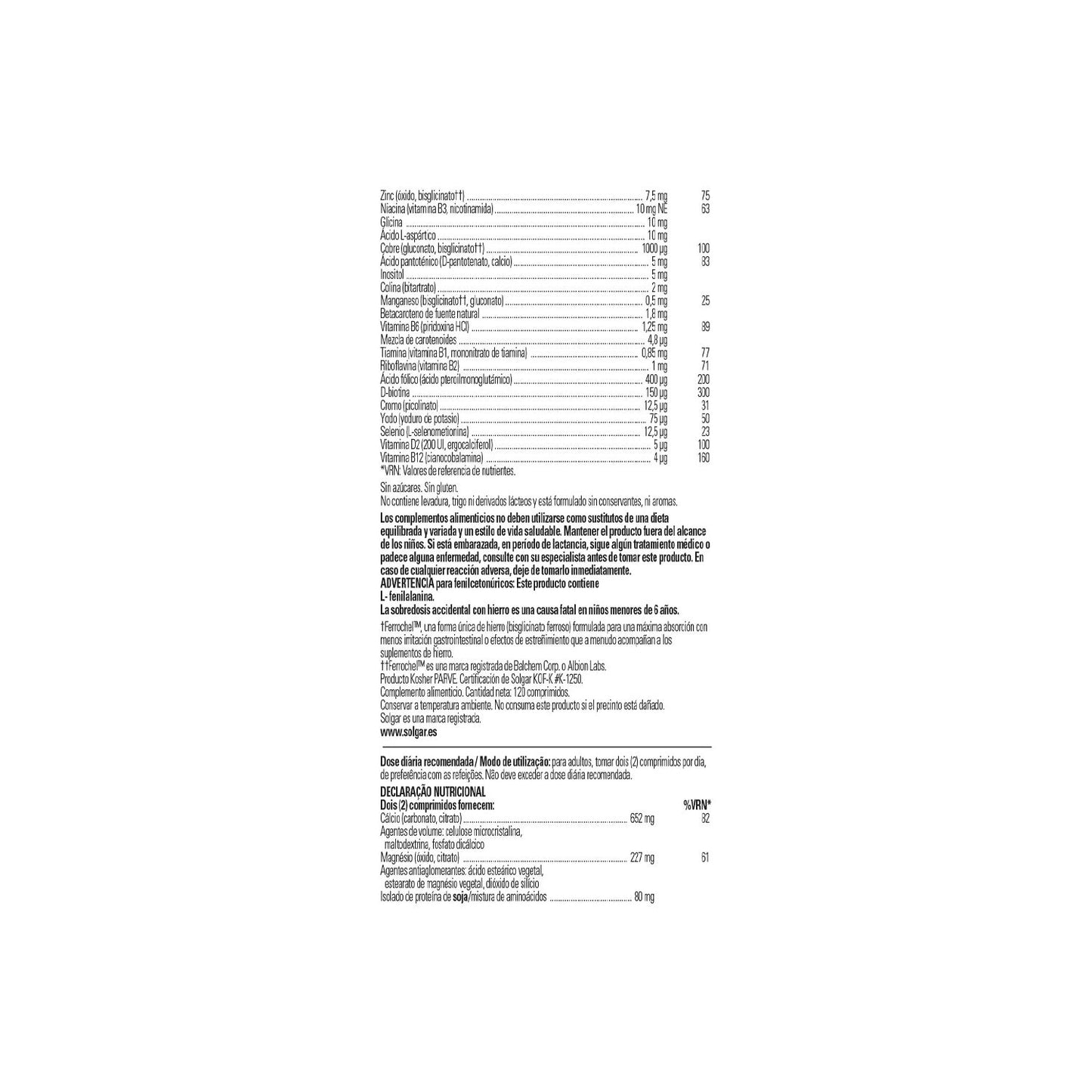 Solgar Nutrientes Prenatales 120comp