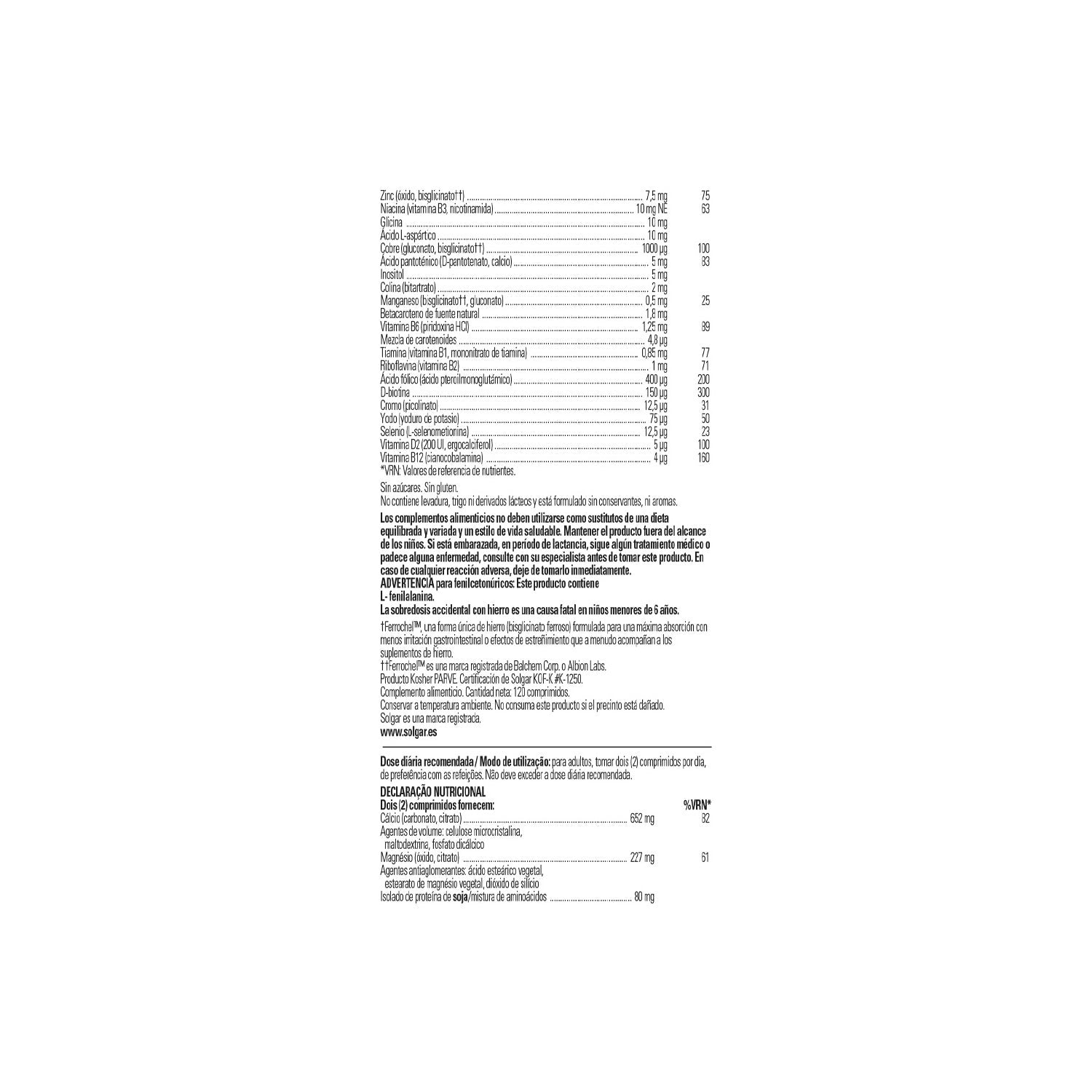 Solgar Nutrientes Prenatales 120comp