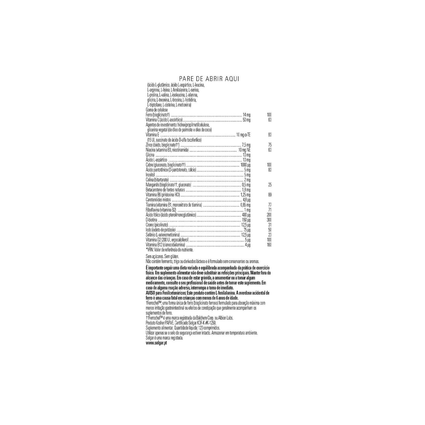 Solgar Nutrientes Prenatales 120comp