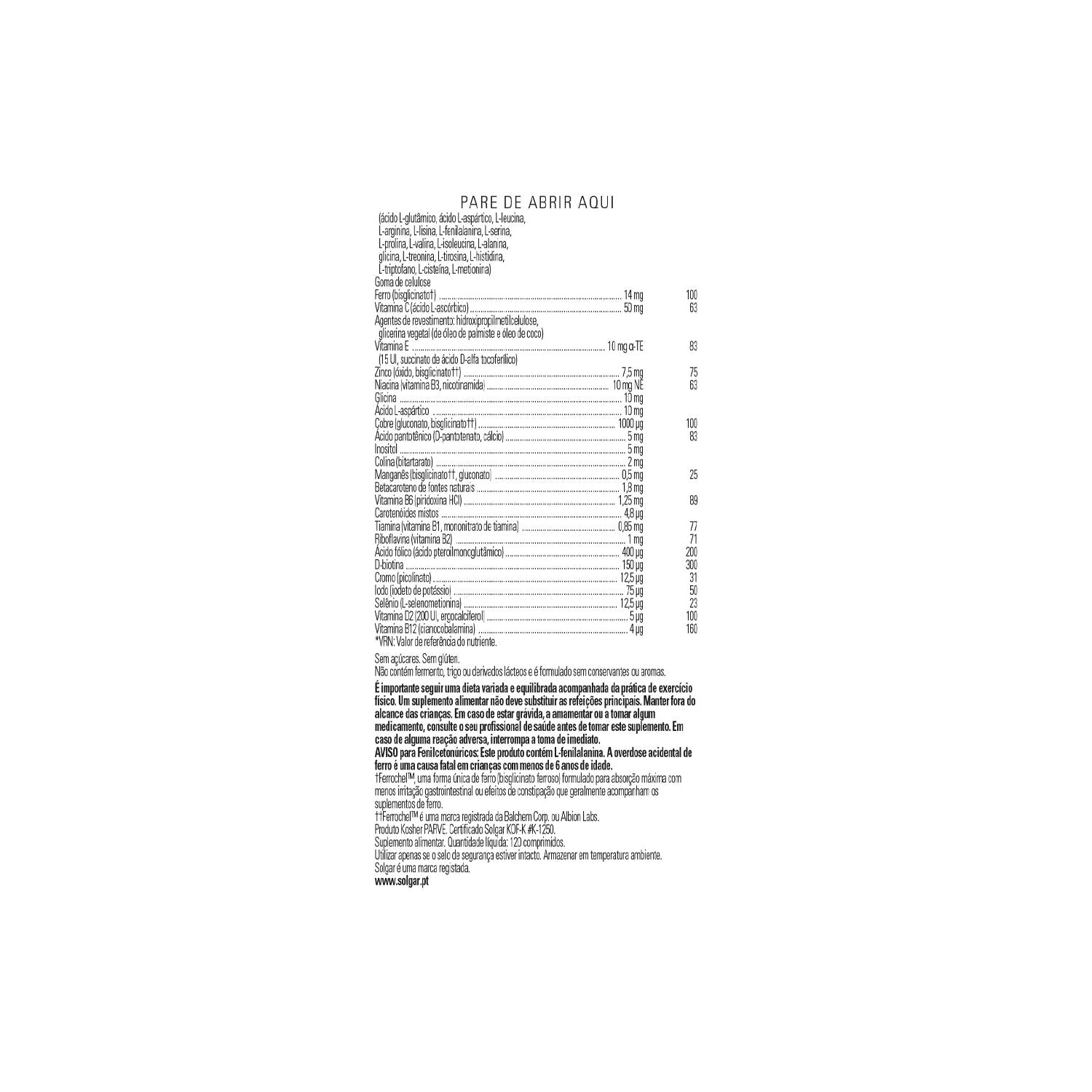 Solgar Nutrientes Prenatales 120comp