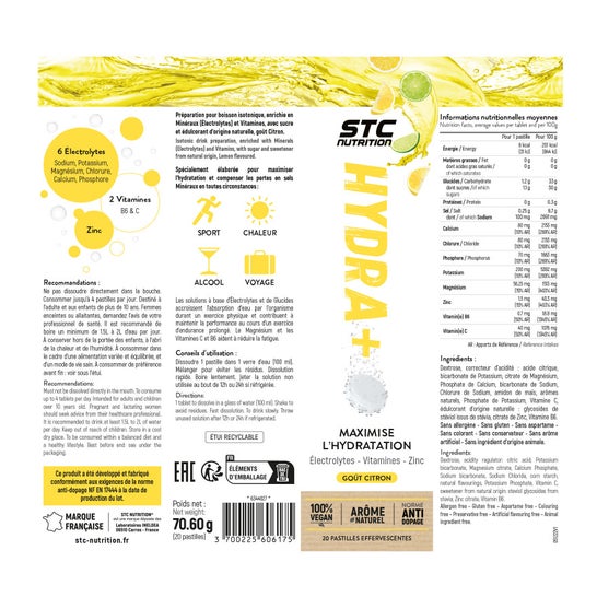 Stc Nutrition Hydra+ Limón 20 comp