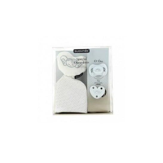 Suavinex Pack Special Occasions Chupete Látex 0-6m + Sujetachupetes Love + Doudou