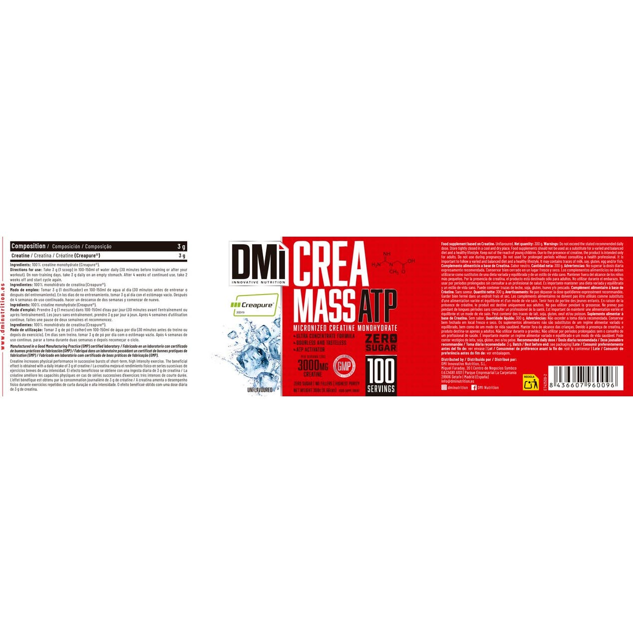 DMI Nutrition Crea Mass 100% Creapure® Unflavoured 300g