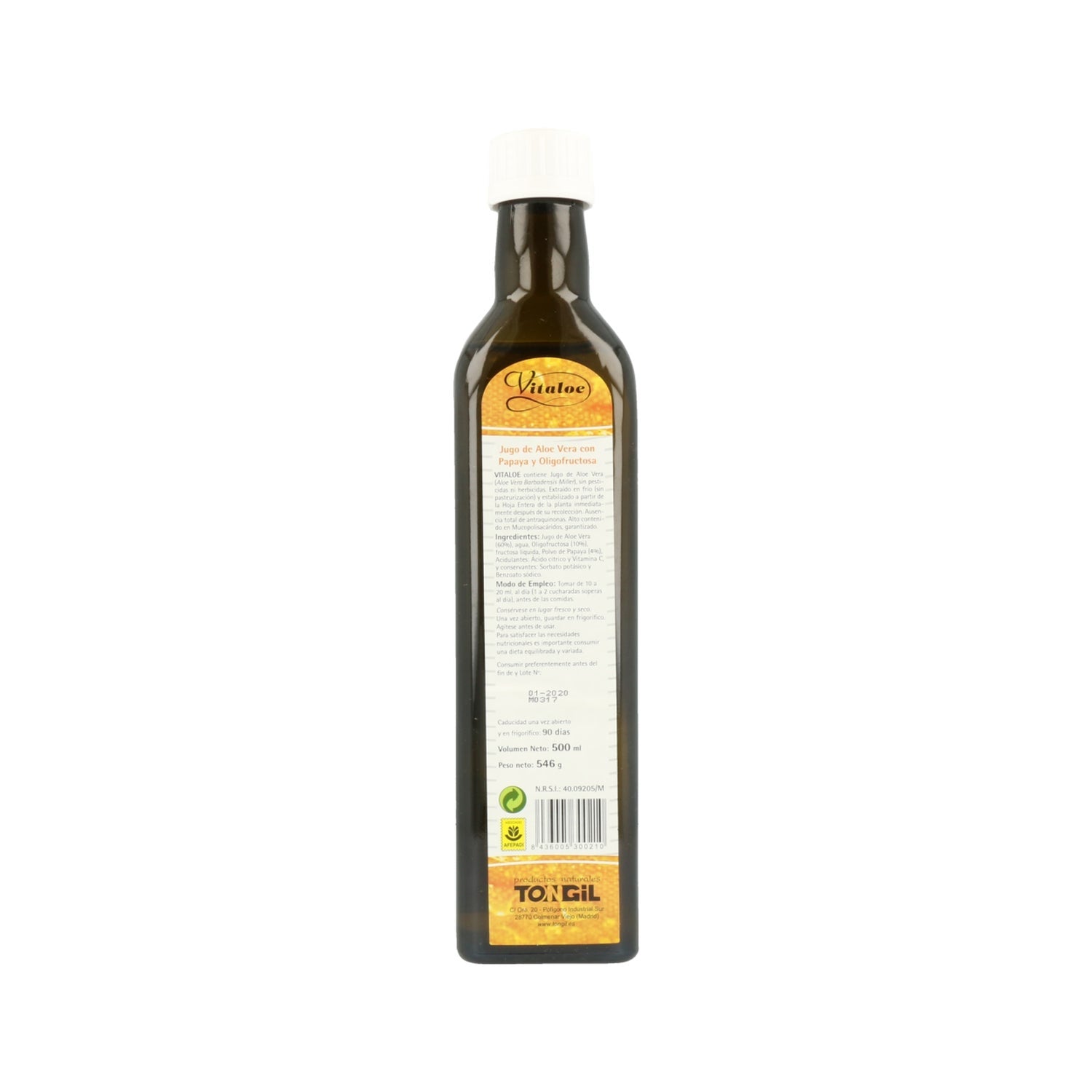 Tongil Vitaloe Jugo Aloe Vera, Papaya y Oligofructosa 500ml