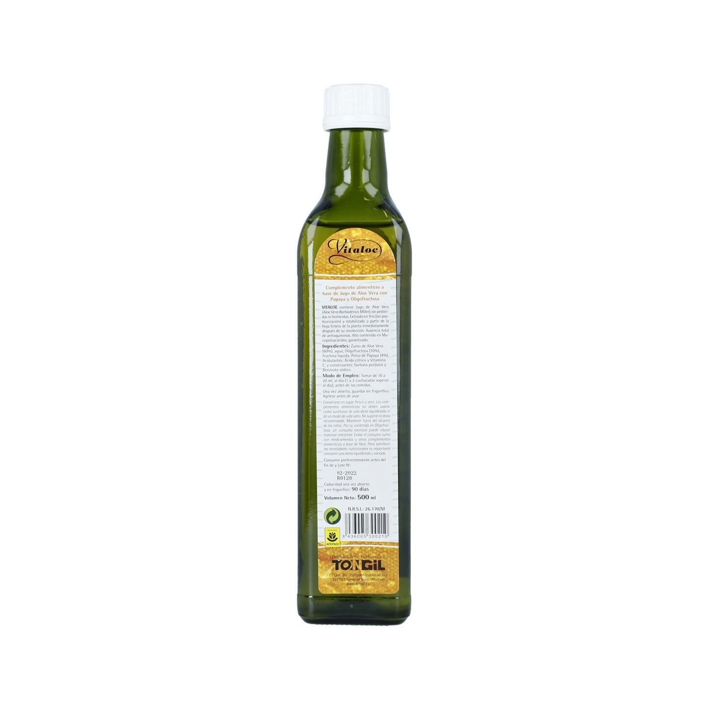 Tongil Vitaloe Jugo Aloe Vera, Papaya y Oligofructosa 500ml