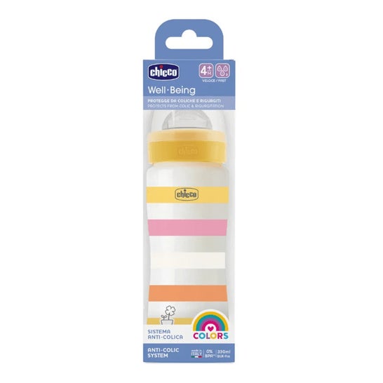 Chicco Well-Being Biberón Silicona Flujo Rápido 4 M+ 330 ml