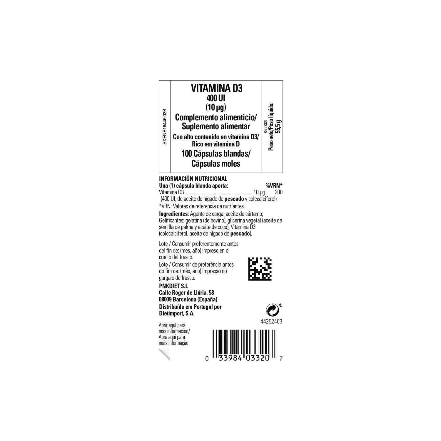 Solgar Vitamina D3 400 UI 10 mcg 100 perlas