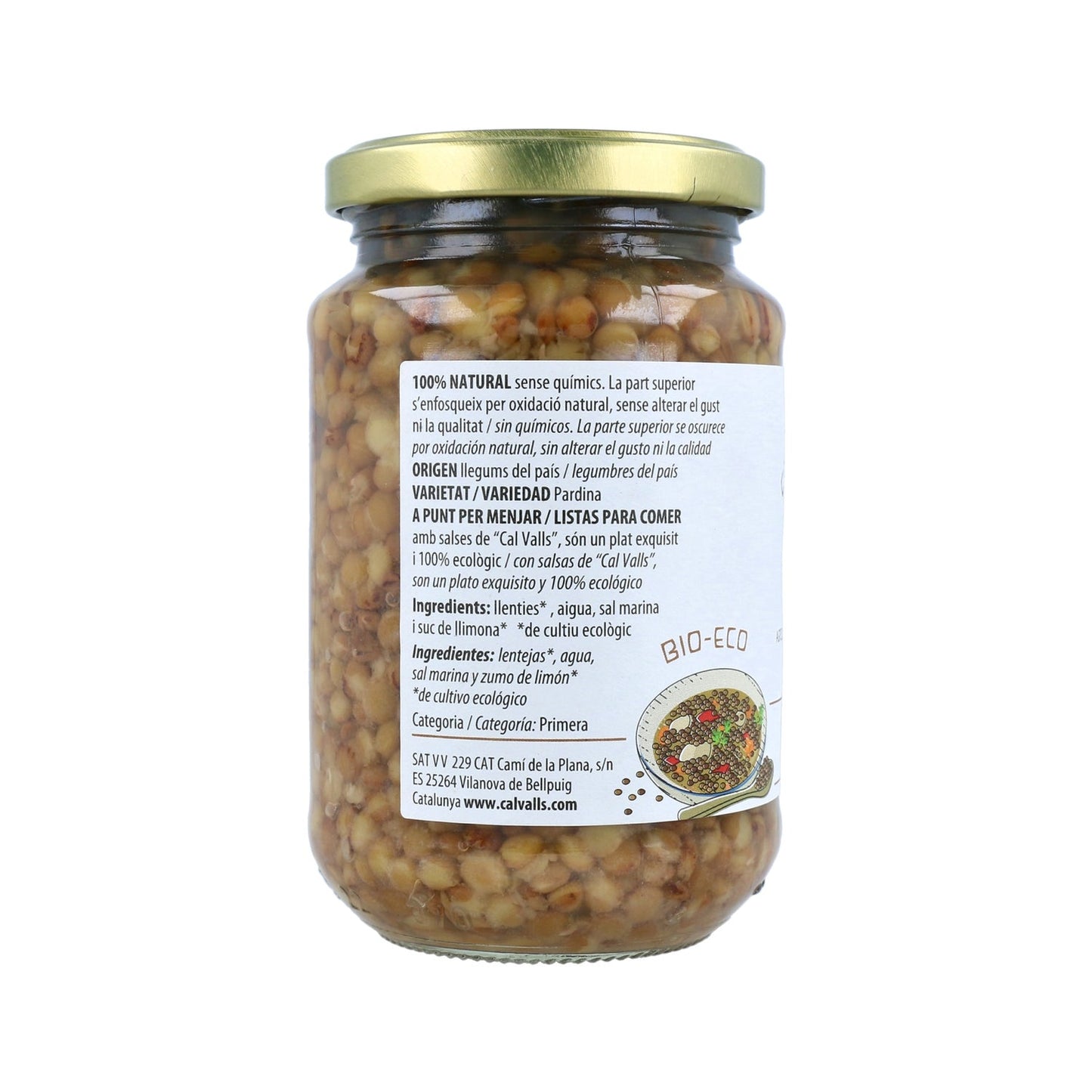 Cal Valls Lentejas Cocidas Castellanas Eco 240g