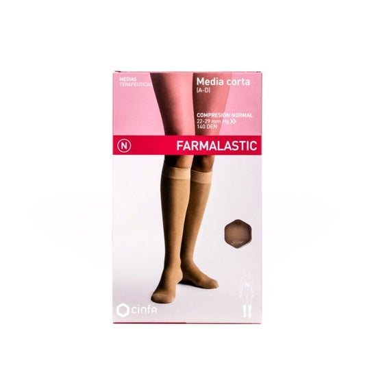 Farmalastic Media Corta (A-D) Compresión Normal T-Grande Beige 1 Par