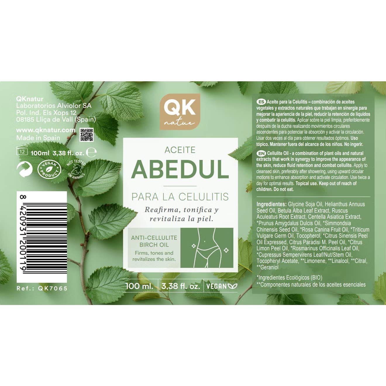 QKnatur Aceite de Abedul Celulitis 100ml