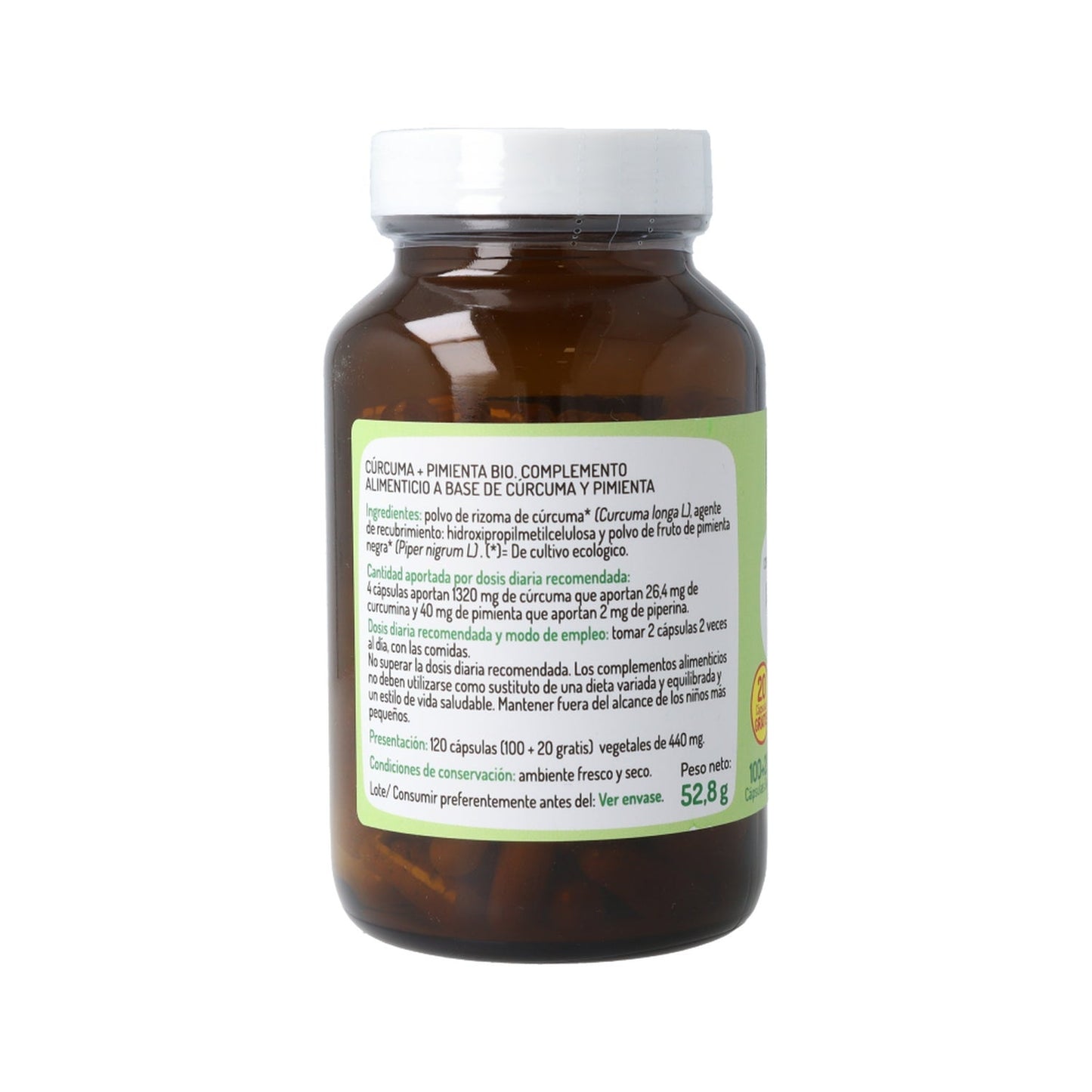 El Granero Cúrcuma + Pimienta Plus Bio 120caps