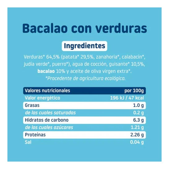 Smileat Tarrito Ecológico de Bacalao con Verduras 230g