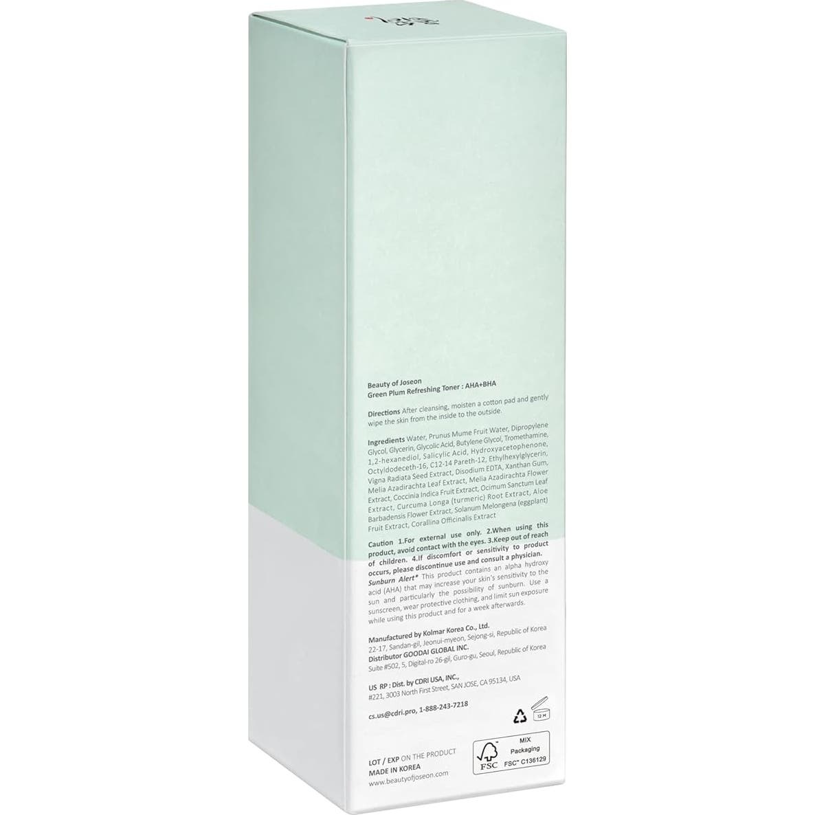 Beauty of Joseon Green Plum Refreshing Toner AHA + BHA 100ml