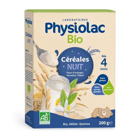 Physiolac Cereales de noche Bebé de 4M Bio 200 g
