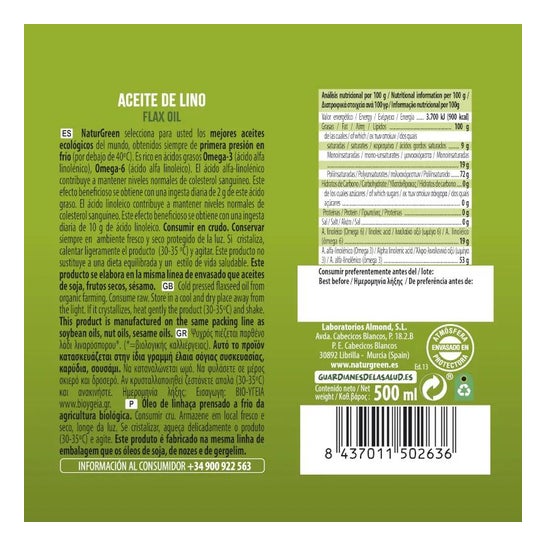 Naturgreen Aceite Ecológico De Lino 500 Ml