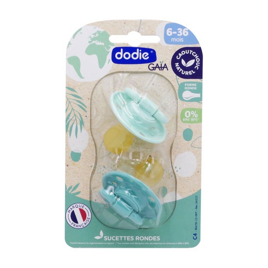 Dodie gaia Pack Chupetes Redonda goma 6-36 M Azul 2 uds