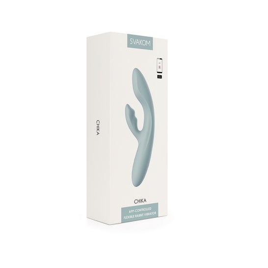 Svakom Chika App Strong Flexible Rabbit Vibrator Turquoise Grey 1ud