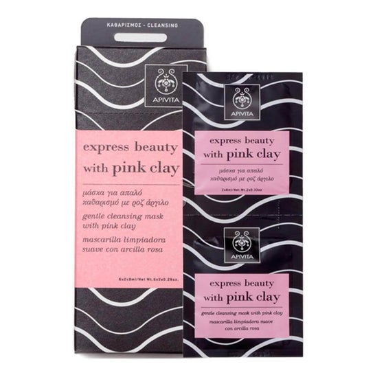 Apivita Express Beauty mascarilla limpiadora arcilla rosa 2udsx8ml