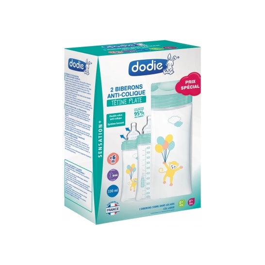Dodie Sensation Biberón Tetina Plana +6m Aire 2x330ml