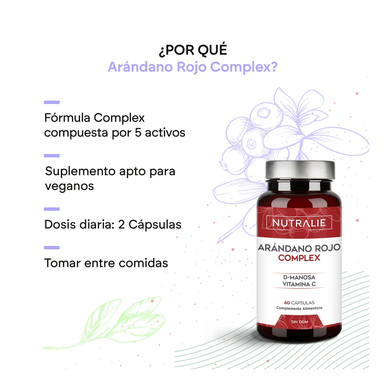 Nutralie Arándano Rojo con Vitamina C y D-Manosa 60caps