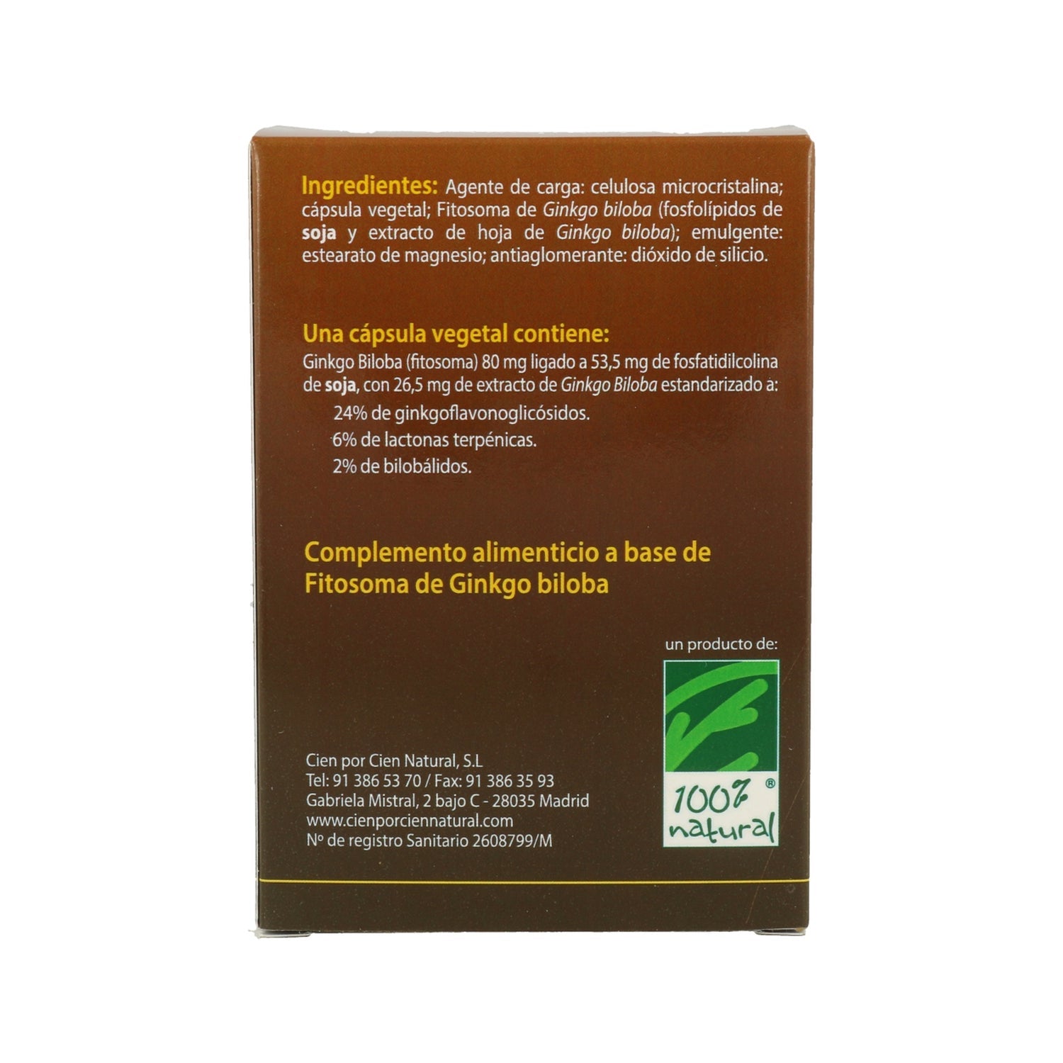100% Natural Ginkgo 60cáps