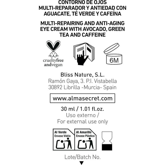 Alma Secret Contorno Ojos Antiedad Con Aguacate, Té Verde & Cafeína 30ml