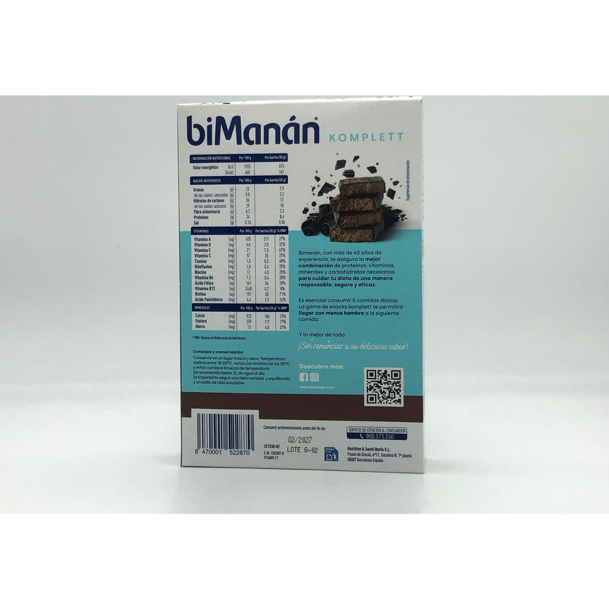 BiManán Barritas Komplett Chocolate Crujiente 8uds