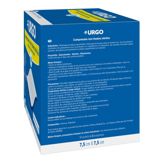 Urgo Compresses No Tissées Stériles 7 5 cm x 7 5 cm 2x50uts