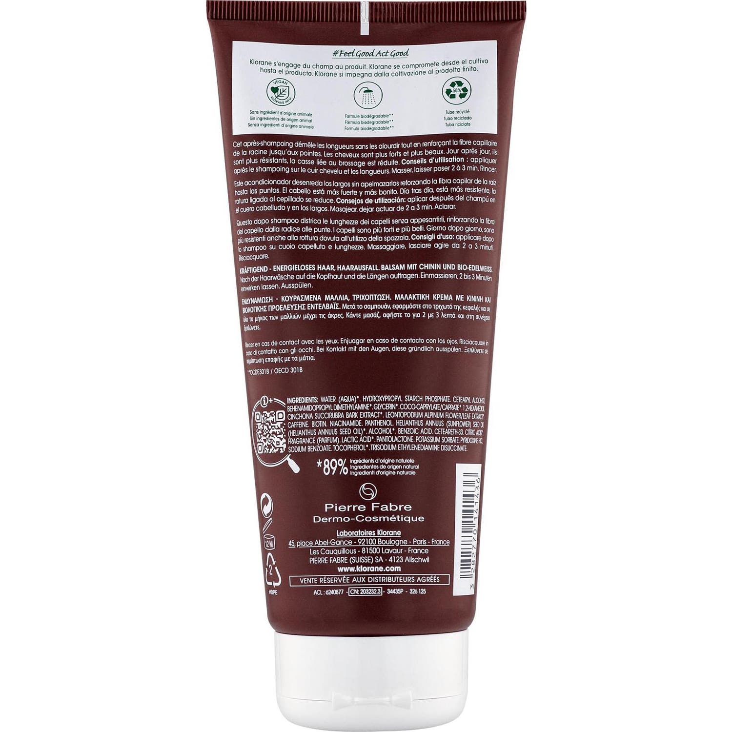 Klorane Acondicionador Fortificante y Estimulante a la Quinina 200ml