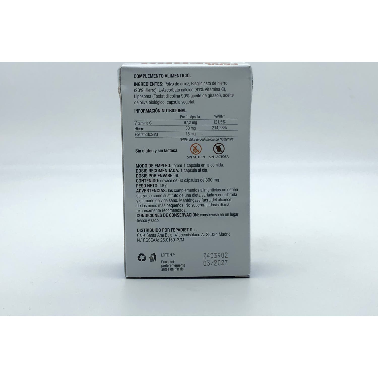 Fepadiet Hierro Liposomado 30mg 60caps