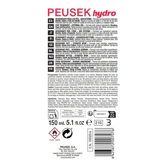 Peusek hydro spray antitranspirante para pies 150ml