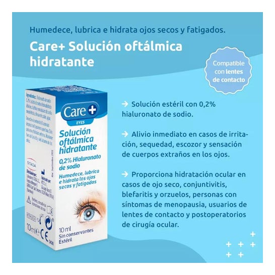 Care+ Solución Oftálmica Hidratante 0,2% Ácido Hialurónico 10ml
