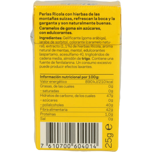 Ricola perlas sin azúcar de hierbas suizas 25g