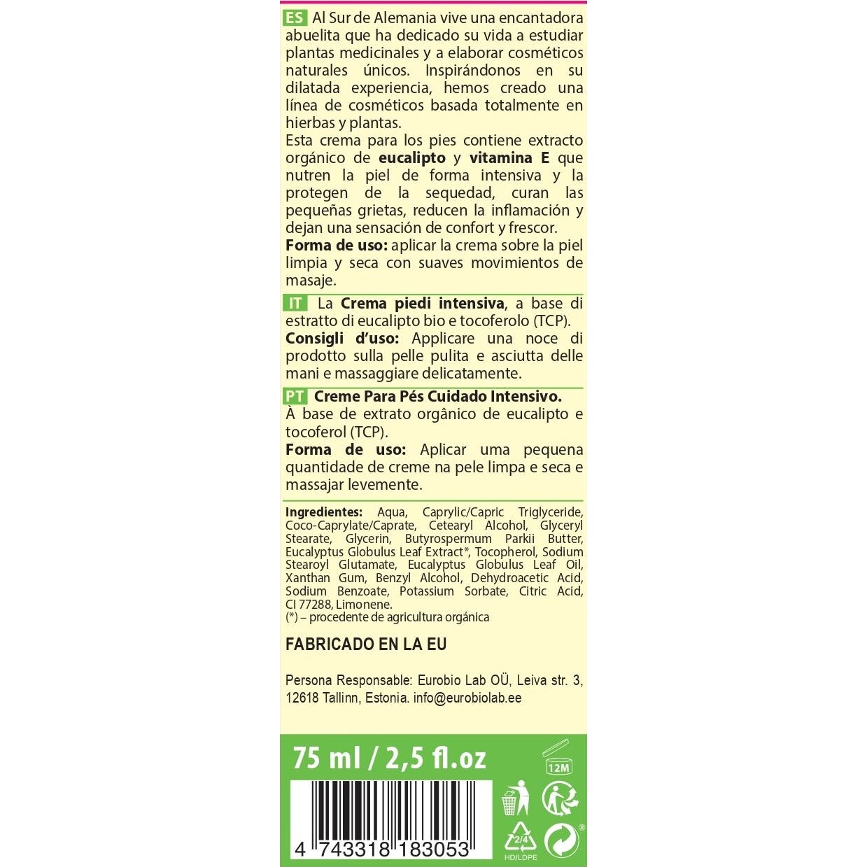 Oma Gertrude Crema Para Pies, Cuidado Intenso 75ml