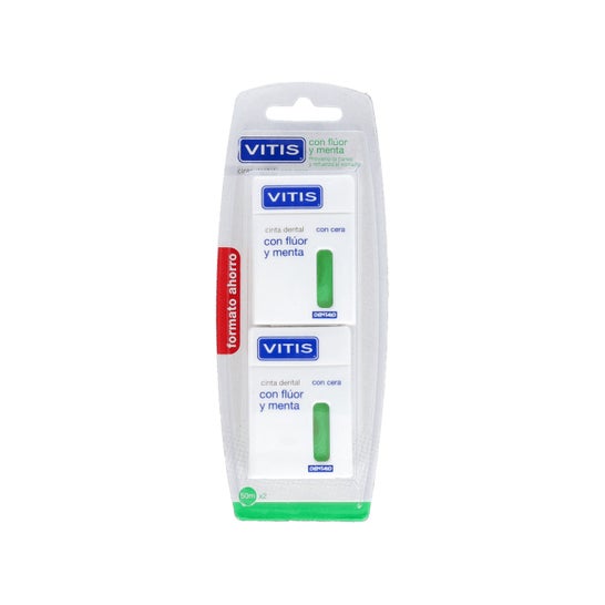 Vitis Cinta Dental con Cera, Flúor y Menta 2x50cm